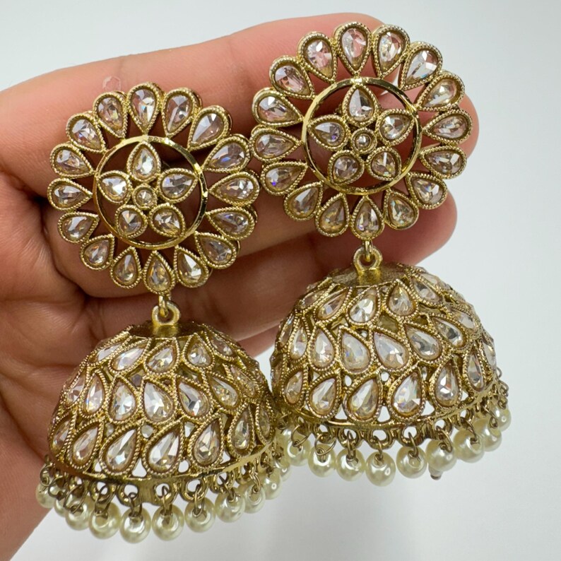 Antique Polki kundan Jhumka/stone Jhumka/Indian Jewelry/Pakistani Jewelry/Punjabi Jewelry/Statement earrings/Bridal earring/Indian wedding