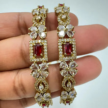 Victorian Dull Gold American Diamond(2 PCS)/CZ Bangles/Bracelet/Indian Party Wear Bangles/ CZ stone bangles/Indian wedding/bridal jewelry