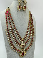Ruby Bridal Moissanite Polki Kundan 3 Layer long necklace/Indian jewelry/Kundan rani haar/Mala necklace set/Indian Wedding/Bridal Necklace