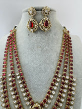 Ruby Bridal Moissanite Polki Kundan 3 Layer long necklace/Indian jewelry/Kundan rani haar/Mala necklace set/Indian Wedding/Bridal Necklace