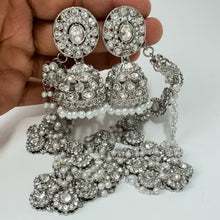 Silver Stone Kundan Bahubali Sahara Earrings/Bollywood Jewelry /Pakistani earrings/Bridesmaid Gifts/Bridal/Indian Wedding, Stone earrings,