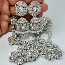 Silver Stone Kundan Bahubali Sahara Earrings/Bollywood Jewelry /Pakistani earrings/Bridesmaid Gifts/Bridal/Indian Wedding, Stone earrings,
