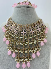 Pink Pearl Polki Kundan necklace set/Statement necklace Set/Indian Jewelry/Pakistani Jewelry set/Wedding necklace/Bridal necklace