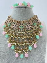 MintPink Pearl Polki Kundan necklace set/Statement necklace Set/Indian Jewelry/Pakistani Jewelry set/Wedding necklace/Bridal necklace