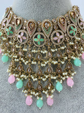 MintPink Pearl Polki Kundan necklace set/Statement necklace Set/Indian Jewelry/Pakistani Jewelry set/Wedding necklace/Bridal necklace