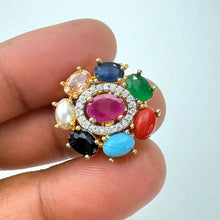 Navratan American Diamond Ring/Statement Ring/Cocktail Adjustable Ring/Indian Ring/Pakistani Jewelry/Indian/Bollywood Jewelry/Indian Wedding