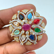 Navratan American Diamond Ring/Statement Ring/Cocktail Adjustable Ring/Indian Ring/Pakistani Jewelry/Indian/Bollywood Jewelry/Indian Wedding