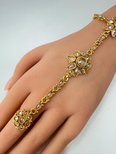 Gold Polki Single Hath Paan/Bracelet/Haath phool/Hathh Panja/finger Hand bracelet/Bridal Jewelry/hand harness/ Hand Jewelry/wedding jewelry
