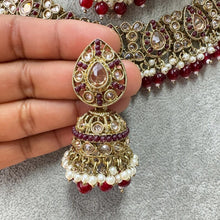 Maroon Antique Polki Kundan necklace set/Reverse Ad Necklace/Statement necklace/Indian/Punjabi Necklace/Pakistani Jewelry/Bridal necklace