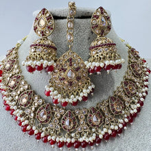 Maroon Antique Polki Kundan necklace set/Reverse Ad Necklace/Statement necklace/Indian/Punjabi Necklace/Pakistani Jewelry/Bridal necklace