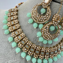 Mint Shadow Stone Kundan Necklace Set/ Bollywood Jewelry/ Indian jewelry/ Pakistani necklace/Punjabi/bridal necklace/Indian wedding