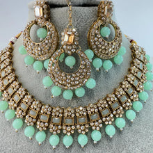 Mint Shadow Stone Kundan Necklace Set/ Bollywood Jewelry/ Indian jewelry/ Pakistani necklace/Punjabi/bridal necklace/Indian wedding