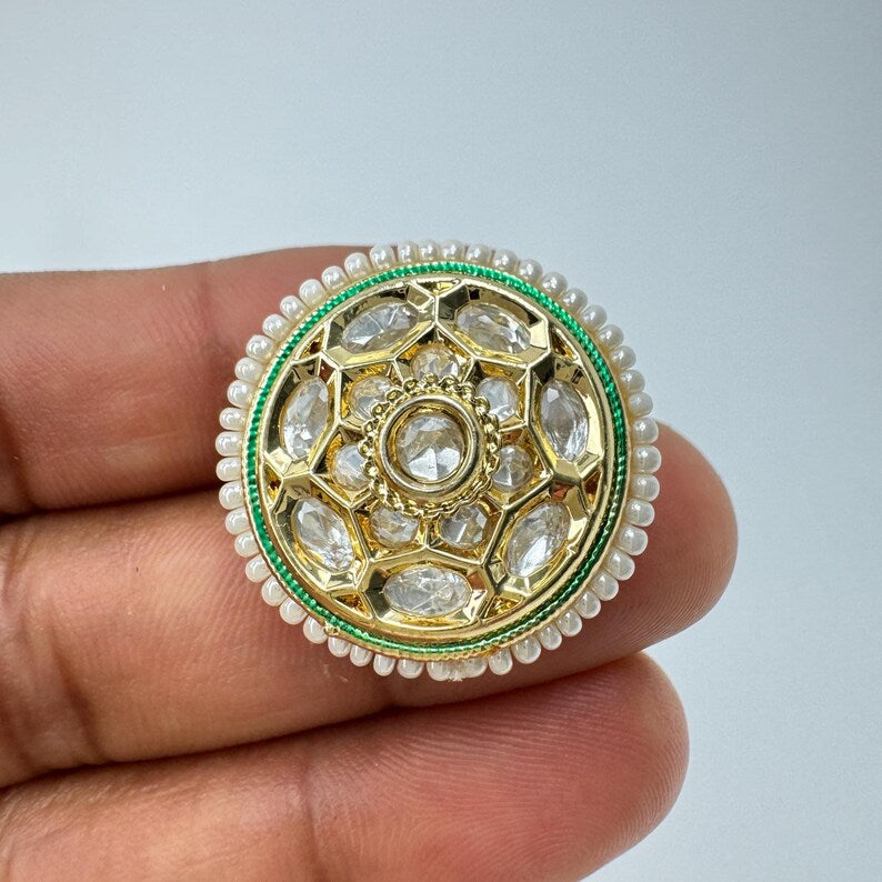 White pearl Moissanite Kundan Stud Earrings/Indian Studs/Indian Earrings/Indian Jewelry/Kundan Studs/Sabyasachi studs/Bridal Jewelry/wedding