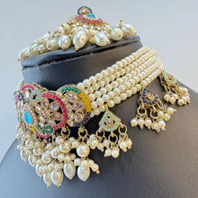 Multi antique Polki Kundan Choker Necklace, Indian necklace set, Indian Pakistani Wedding Jewelry