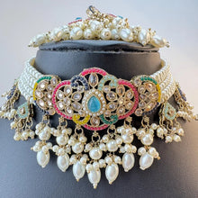 Multi antique Polki Kundan Choker Necklace, Indian necklace set, Indian Pakistani Wedding Jewelry