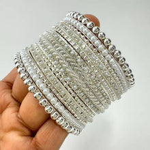 Bollywood Style Indian Stone Pearl Silver Finished Bangles Set/Punjabi Pearl Bangles Set/Bridal Bangles/Wedding Jewelry/Pakistani/Festive