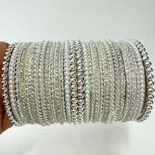 Bollywood Style Indian Stone Pearl Silver Finished Bangles Set/Punjabi Pearl Bangles Set/Bridal Bangles/Wedding Jewelry/Pakistani/Festive