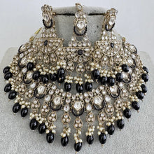 Black Antique Kundan necklace set/Kundan Necklace/Statement necklace/Indian/Punjabi Necklace/Pakistani Jewelry/Bridal necklace