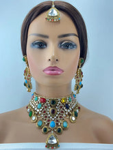 Navratan Premium Amrapali Inspired Filigree Uncut Moissanite Polki Kundan Royal Choker Necklace Set/Indian Wedding Collection,Bridal Jewelry