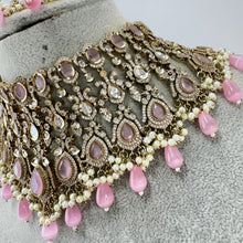 Pink Bridal Victorian moissanite polki Necklace, Sabyasachi Necklace, Statement Necklace, Semi Precious Necklace, Indian Designer necklace
