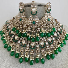 Emerald Antique Polki Kundan necklace set/Kundan Necklace/Statement necklace/Indian/Punjabi Necklace/Pakistani Jewelry/Bridal necklace/
