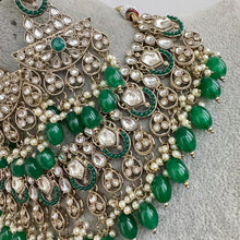 Emerald Antique Polki Kundan necklace set/Kundan Necklace/Statement necklace/Indian/Punjabi Necklace/Pakistani Jewelry/Bridal necklace/