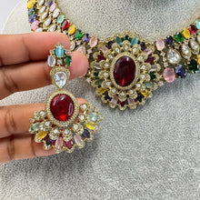 Navratan Victorian Moissanite Polki Kundan Necklace Sabyasachi Necklace, Indian Bridal Jewelry, Bollywood Designer Necklace, Pakistani