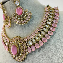 Pink Victorian Moissanite Polki Kundan Necklace, Sabyasachi Necklace, Indian Bridal Jewelry, Bollywood Designer Necklace,Pakistani