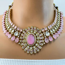 Pink Victorian Moissanite Polki Kundan Necklace, Sabyasachi Necklace, Indian Bridal Jewelry, Bollywood Designer Necklace,Pakistani