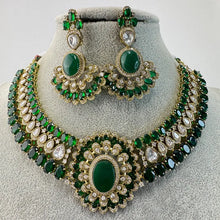 Green Victorian Moissanite Polki Kundan Necklace, Sabyasachi Necklace, Indian Bridal Jewelry, Bollywood Designer Necklace,Pakistani