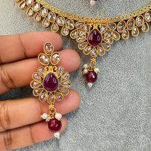 Ruby Gold Polki Necklace South Indian Jewelry Temple Jewelry Guttapusalu Necklace Wedding necklace