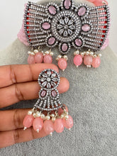 Pink CZ Diamond Choker necklace, American Diamond Necklace,Indian pakistani jewelry for wedding, gift for her,bridal jewelry