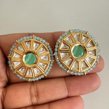 Moissanite Kundan Stud Earrings/ Indian Studs/ Green, Rani, Maroon Studs/ Indian Earrings/ Indian Jewelry/ Polki Studs/ Jadao Kundan/ Sabyas