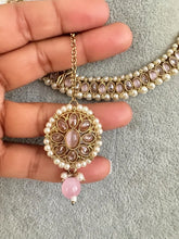Pink Antique Polki Kundan necklace set/Reverse Ad Necklace/Statement necklace/Indian/Punjabi Necklace/Pakistani Jewelry/Bridal necklace/