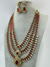 Ruby Bridal Moissanite Polki Kundan 3 Layer long necklace/Indian jewelry/Kundan rani haar/Mala necklace set/Indian Wedding/Bridal Necklace