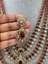 Ruby Bridal Moissanite Polki Kundan 3 Layer long necklace/Indian jewelry/Kundan rani haar/Mala necklace set/Indian Wedding/Bridal Necklace