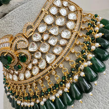 Green Moissanite Polki Kundan Necklace/Sabyasachi Designer Necklace/Indian Celebrity/Indian Pakistani Wedding Jewelry, Semi Precious