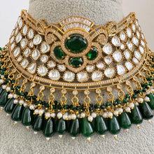 Green Moissanite Polki Kundan Necklace/Sabyasachi Designer Necklace/Indian Celebrity/Indian Pakistani Wedding Jewelry, Semi Precious