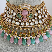 Mintpink Moissanite Polki Kundan Necklace/Sabyasachi Designer Necklace/Indian Celebrity/Indian Pakistani Wedding Jewelry, Semi Precious