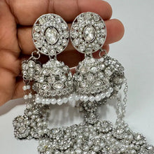 Silver Stone Kundan Bahubali Sahara Earrings/Bollywood Jewelry /Pakistani earrings/Bridesmaid Gifts/Bridal/Indian Wedding, Stone earrings,