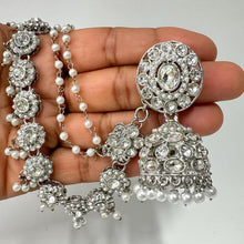 Silver Stone Kundan Bahubali Sahara Earrings/Bollywood Jewelry /Pakistani earrings/Bridesmaid Gifts/Bridal/Indian Wedding, Stone earrings,