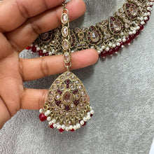 Maroon Antique Polki Kundan necklace set/Reverse Ad Necklace/Statement necklace/Indian/Punjabi Necklace/Pakistani Jewelry/Bridal necklace