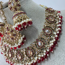 Maroon Antique Polki Kundan necklace set/Reverse Ad Necklace/Statement necklace/Indian/Punjabi Necklace/Pakistani Jewelry/Bridal necklace