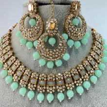 Mint Shadow Stone Kundan Necklace Set/ Bollywood Jewelry/ Indian jewelry/ Pakistani necklace/Punjabi/bridal necklace/Indian wedding