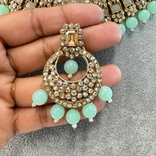 Mint Shadow Stone Kundan Necklace Set/ Bollywood Jewelry/ Indian jewelry/ Pakistani necklace/Punjabi/bridal necklace/Indian wedding