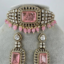 Baby Pink Doublet Moissanite Polki CZ Diamond Choker Necklace, Indian Jewelry,Sabyasachi Bridal Necklace,Designer Jewelry,Indian Wedding