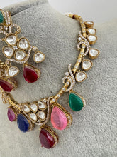 Multi Doublet Moissanite Polki Kundan Necklace, Victorian Indian Jewelry, Fusion Necklace, Wedding necklace, Pakistani Jewelry