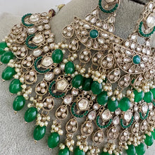 Emerald Antique Polki Kundan necklace set/Kundan Necklace/Statement necklace/Indian/Punjabi Necklace/Pakistani Jewelry/Bridal necklace/