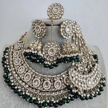 Green Kundan Necklace Set, Pearl Kundan necklace , Bollywood Jewelry, Indian Pakistani jewelry for wedding