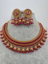 Ruby Gold Thushi Necklace, Kolhapuri Thushi Jewelry, indian wedding necklace, bridal jewelry, south Indian necklace